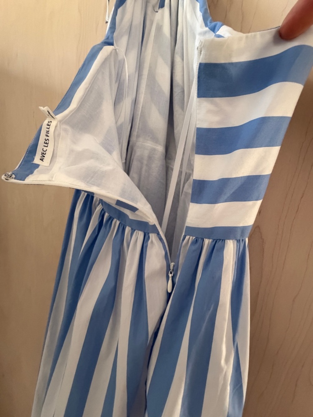 Avec Les Filles Blue and White Striped Halter Dress - Picture 9 of 10